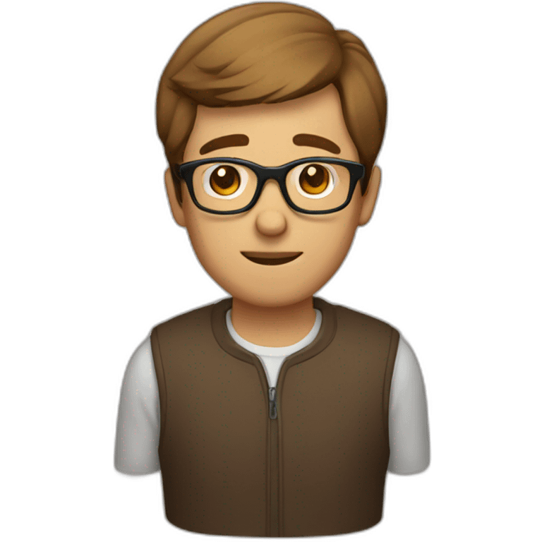 50 year brown short hair and glasses man emoji