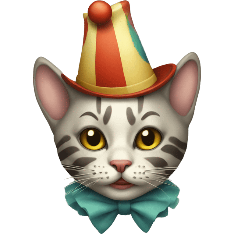 Cat dressed as a vintage clown emoji