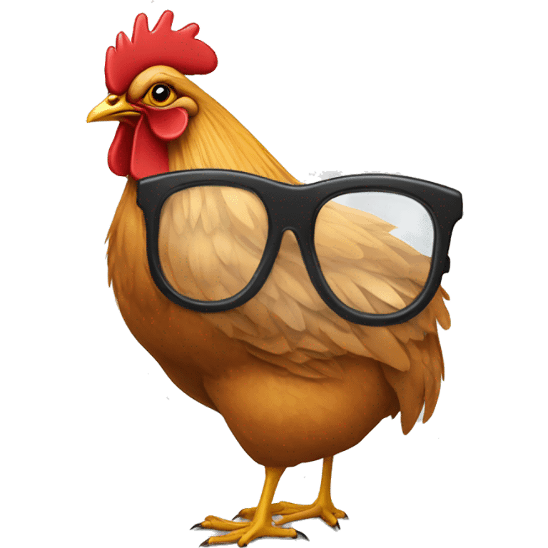 Une poule avec des lunettes stylé emoji