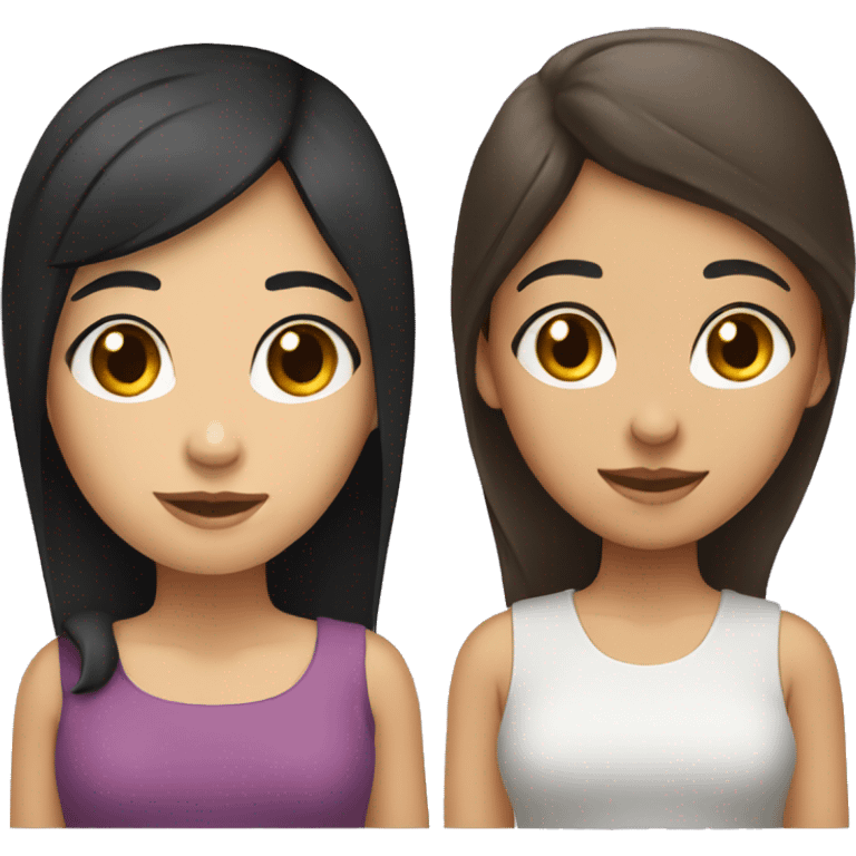 Girl with black hair to the chin and girl with brown hair to the shoulders emoji