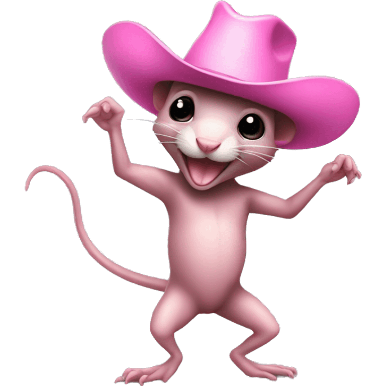 Naked Rat dancing with pink cowboy hat  emoji