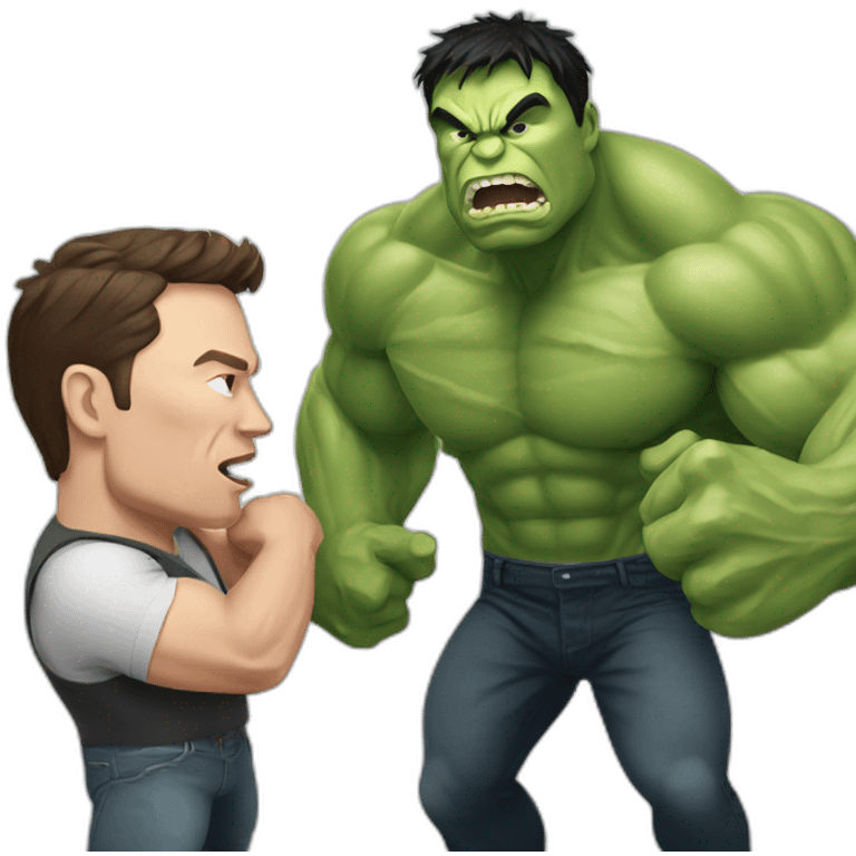 elon musk and hulk fighting emoji