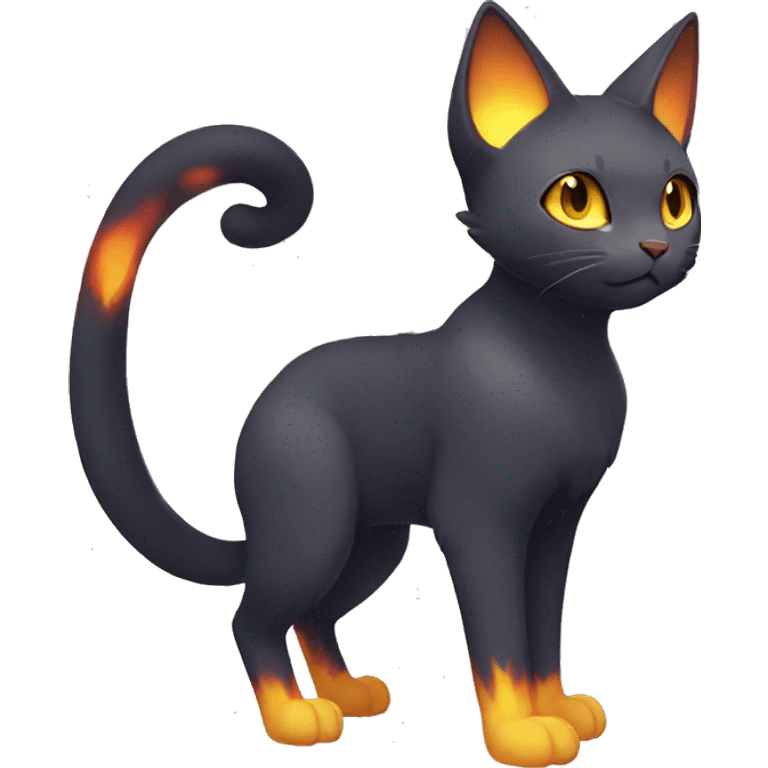 Shiny Dark-type-Fire-type-Fakémon-Cat full body emoji