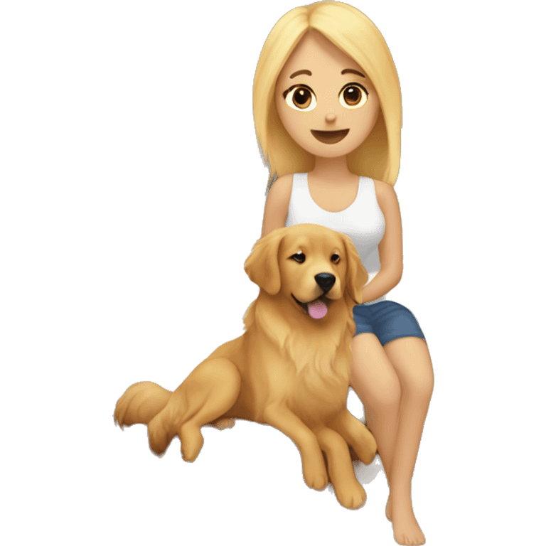 Blonde woman in bed with golden retriever, orange, cat, and black cat emoji