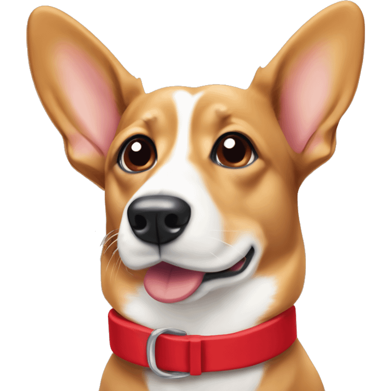 Wiener dog/corgi face tan and white, floppy ears, with red collar  emoji