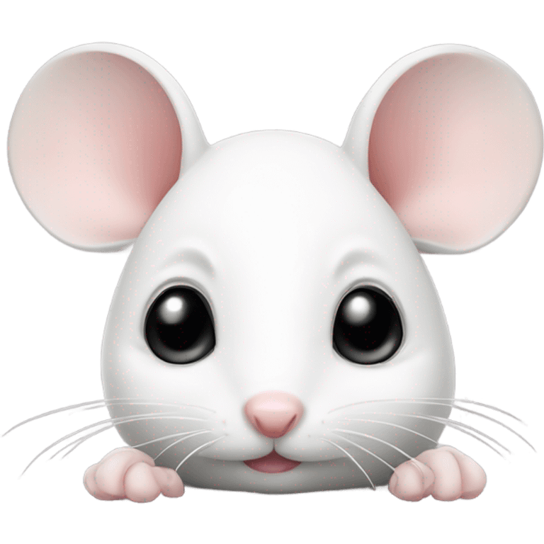 Cute little white mouse with kissy face emoji