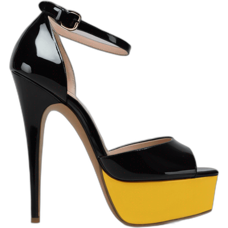 One view back Black Patent Leather Daffodile Platform Heels emoji