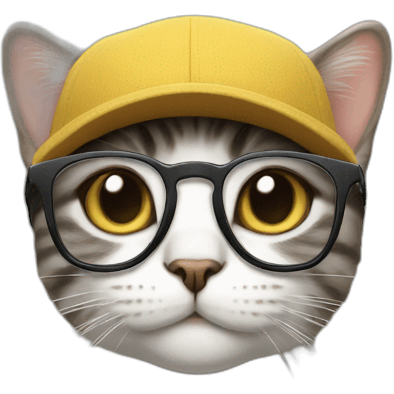 cat wearing glasses and a cap emoji