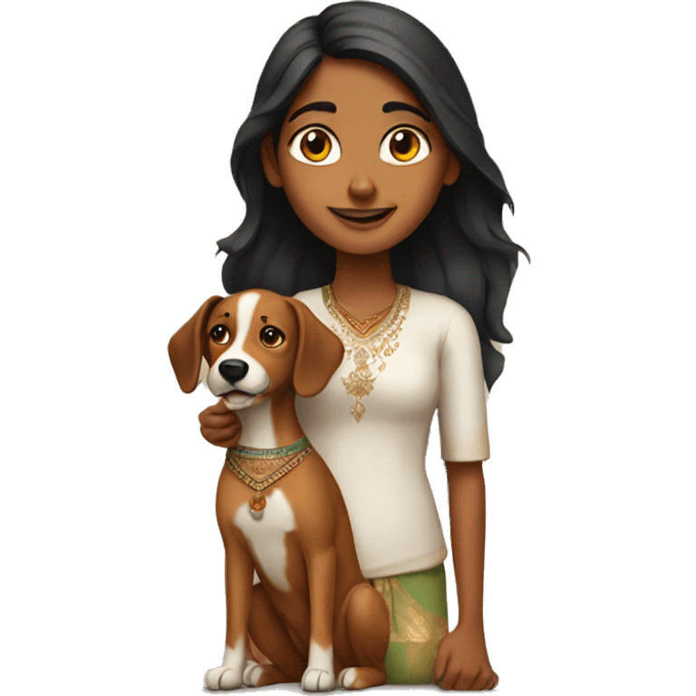 indian girl with dog emoji