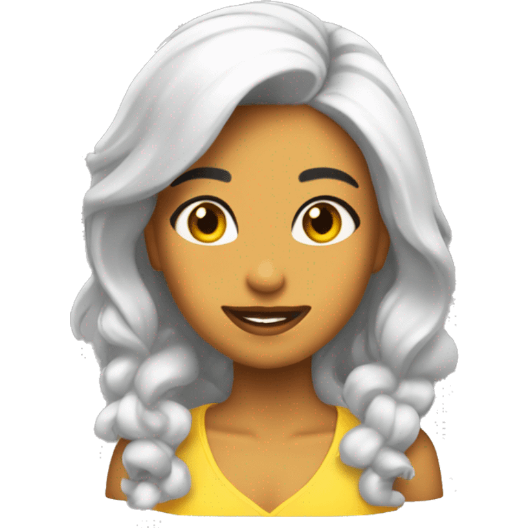 Chica aperlada poniéndose gloss  emoji