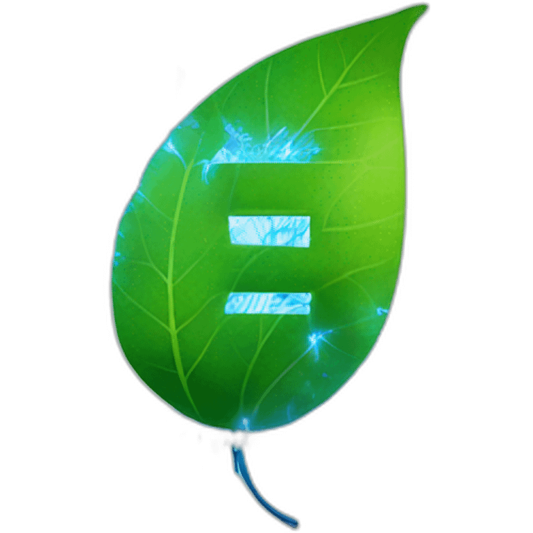 blue "e" from Engie logo and electrical sparks in the shape of green leaves emoji