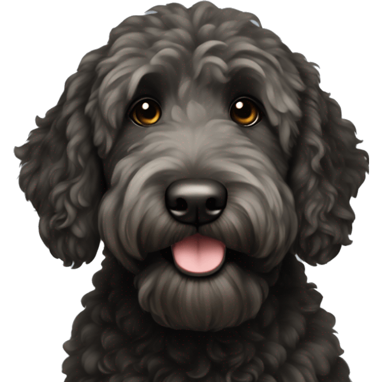 A black goldendoodle emoji