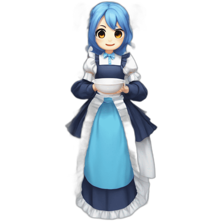 Blue_hair Maid_outfit Oni cute Demonic_powers  emoji