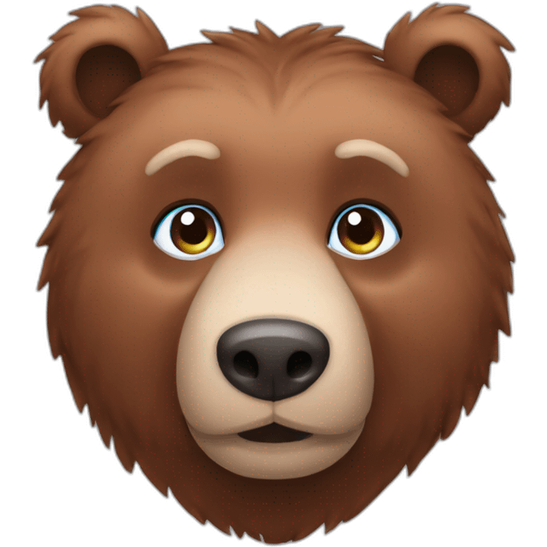 Head Brown bear blue eyes red hair emoji