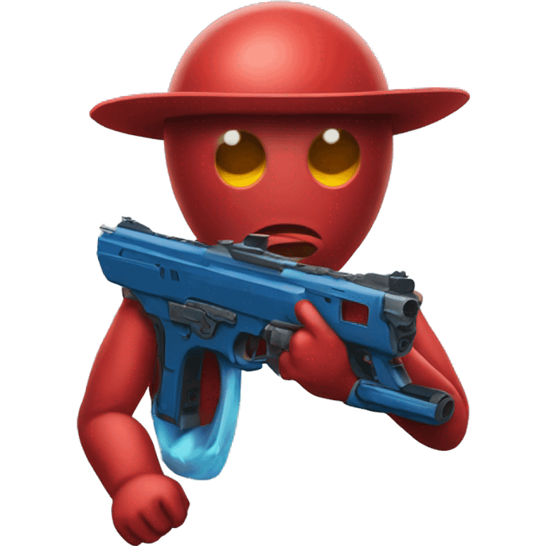 a red martian with a blue pistol emoji