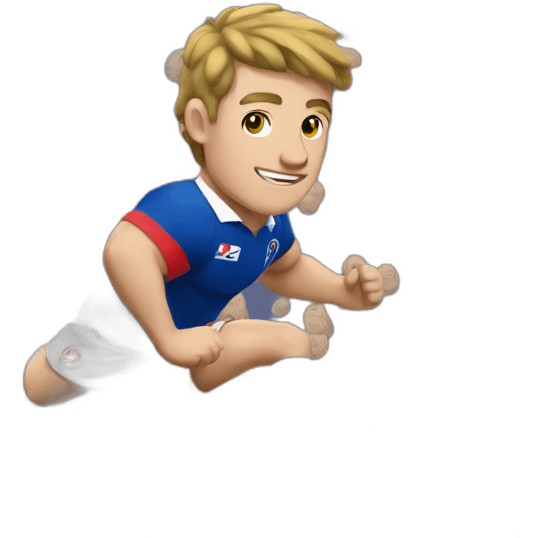 Antoine Dupont playing Rugby with French Shirt emoji