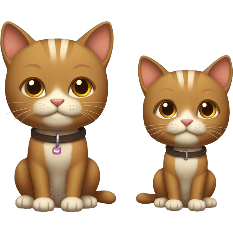 Two brown cats with straps  emoji