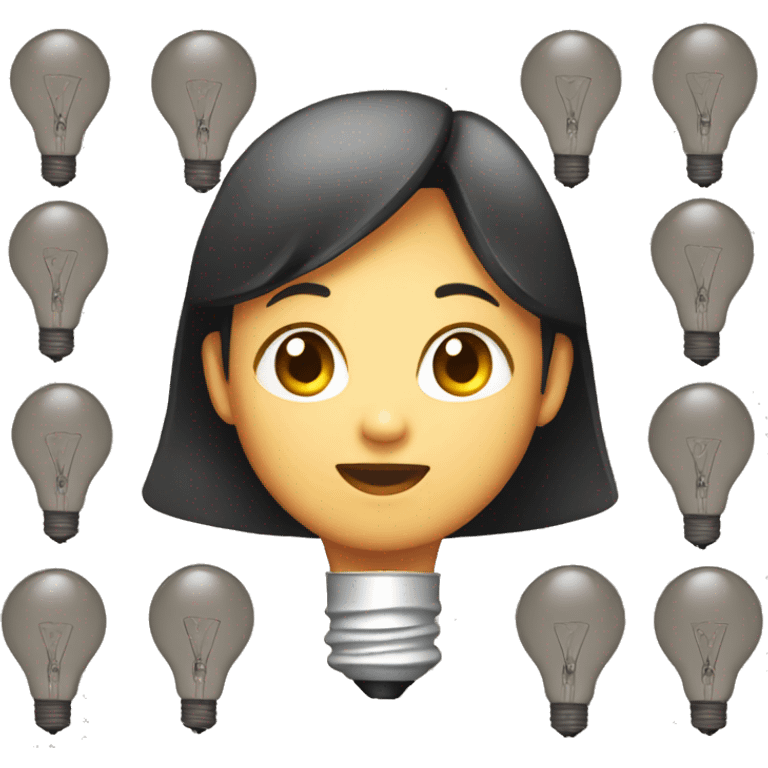 asia girl with lightbulb emoji