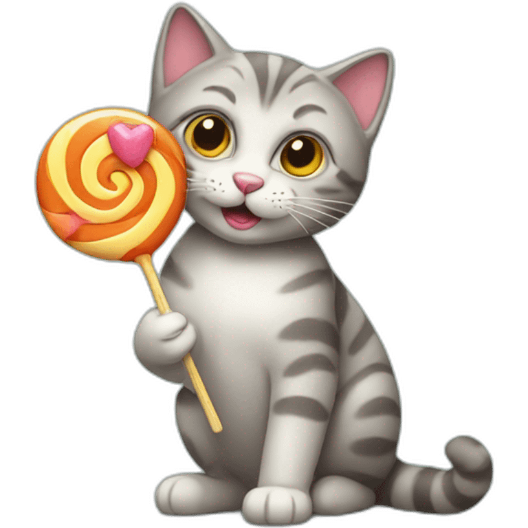 Cat holding lollipop emoji