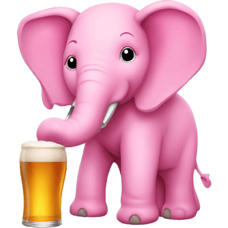 pink elephant holding a beer in his trunk emoji