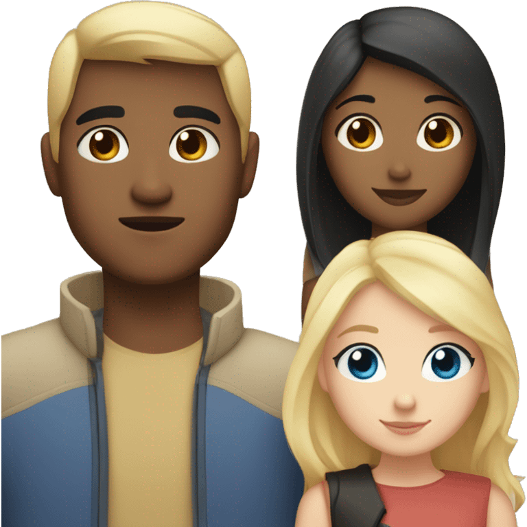 Girl with blue eyes and blonde hair and Filipino man with black hair and light brown skin in love emoji