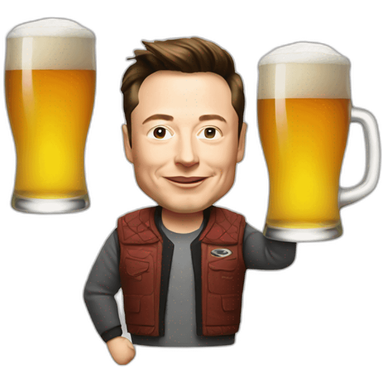 Elon Musk with beer emoji