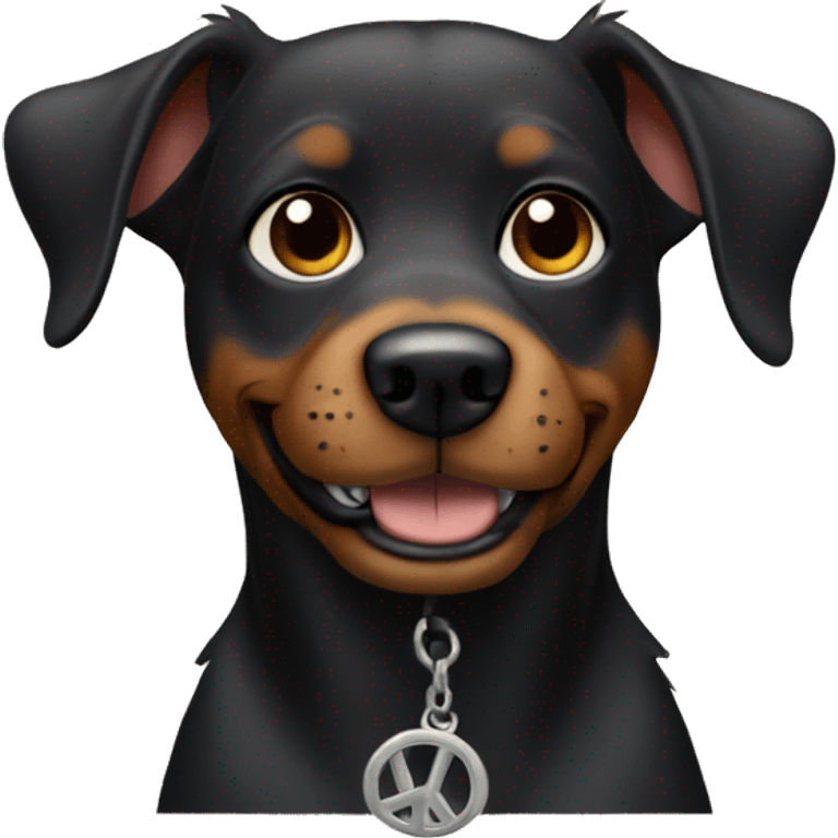 Black cobber dog showing peace sign  emoji