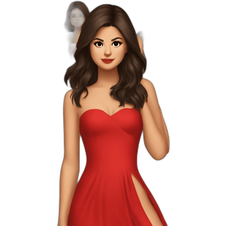 Selena Gomez hot red dress emoji