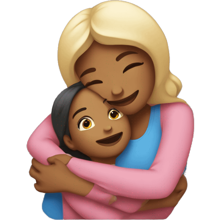 Mom and daughter are hugging emoji