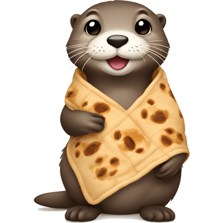 Otter with blanket and cookie emoji