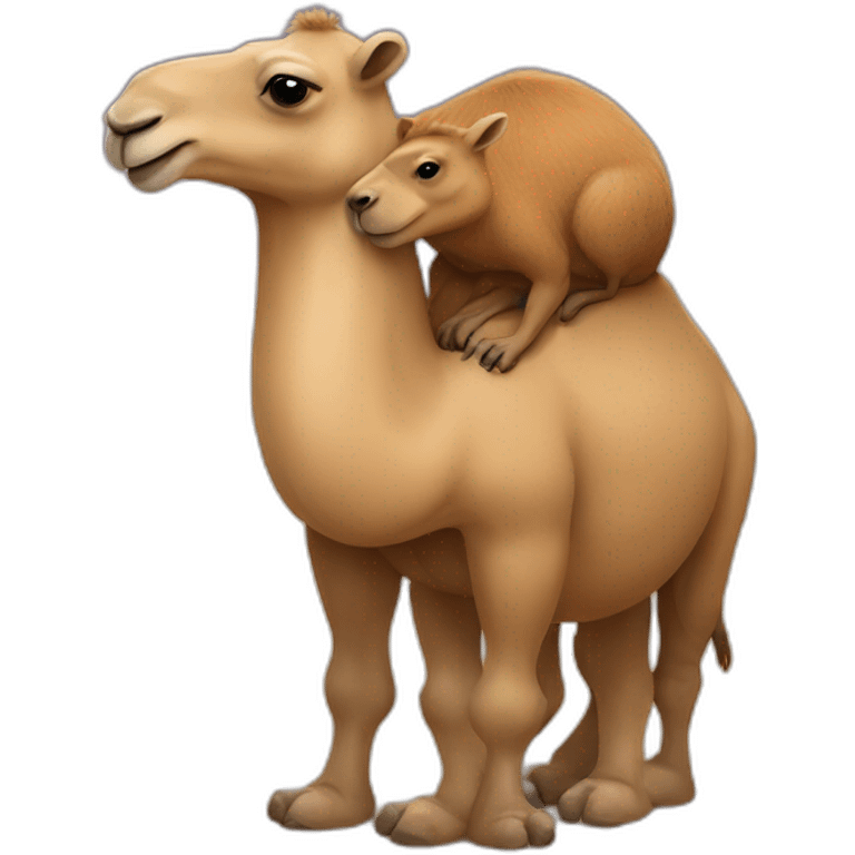 Camel and capybara hug emoji