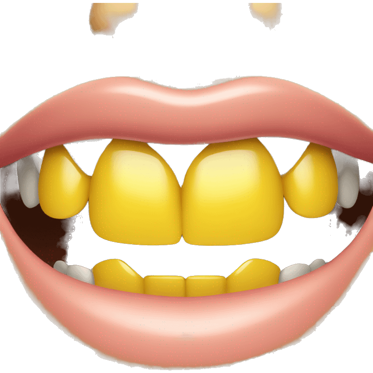 smile mouth with yellow tooth emoji