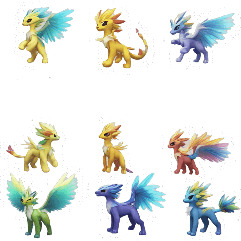 Celestial Powerful Rainbow-Crystallic Colorful Vibrant Colors Flying Advanced Zeraora-Aurorus-Fakémon-Legendary-Pokémon-Creature Full Body emoji