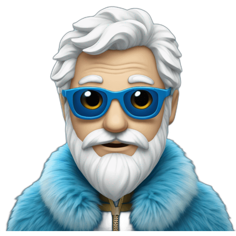 cool Father Frost in sunglasses glasses in a blue fur coat emoji