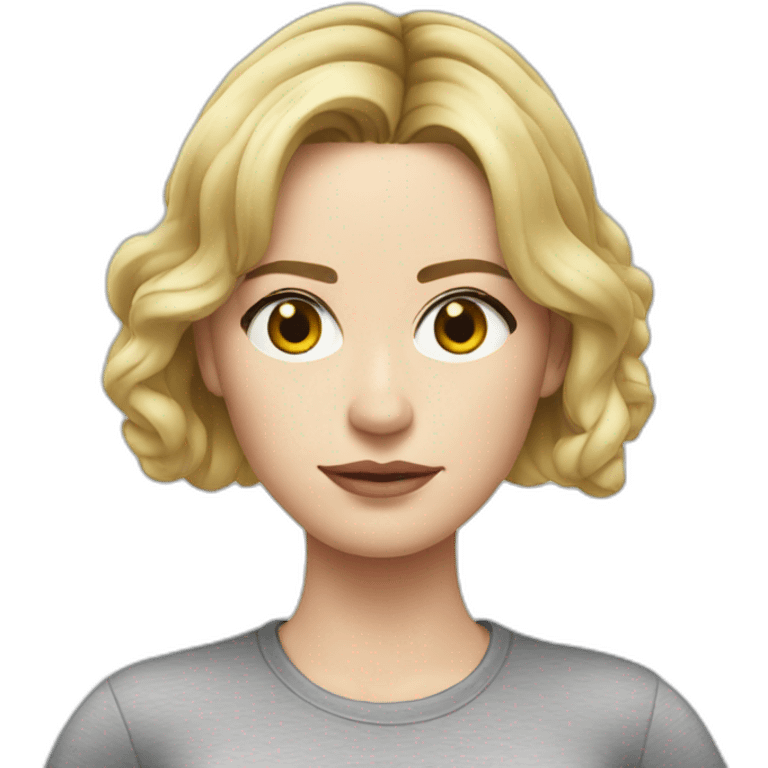 blonde Emily blunt serious wearing tee emoji