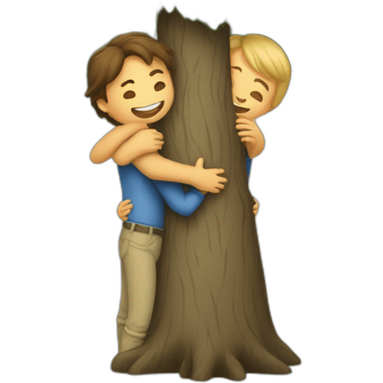 people hugging a tree emoji