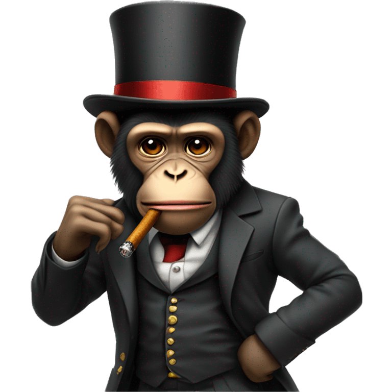 Pissed off monkey smoking cigar with a top hat and street clothes emoji