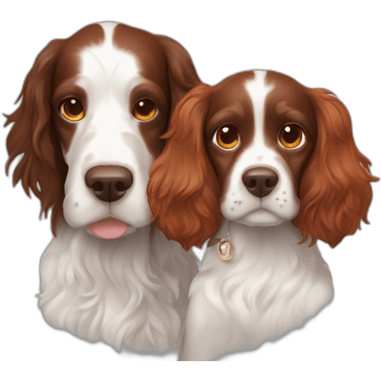 Springer spaniel with owner mom redhead and dad emoji