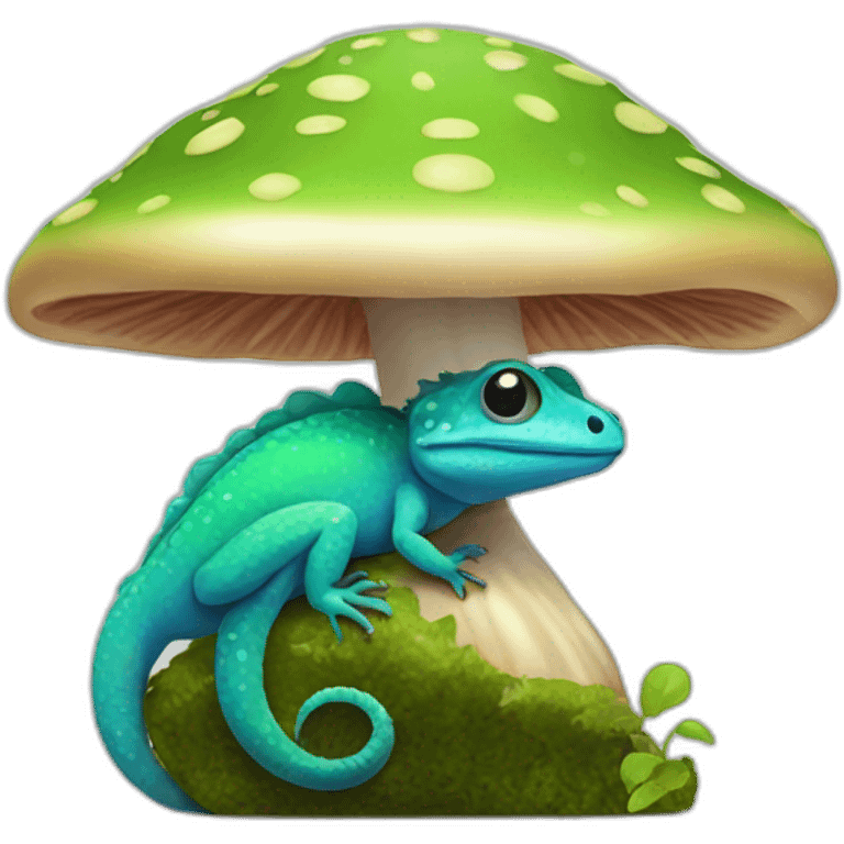 Lizard sleeping on mushroom emoji