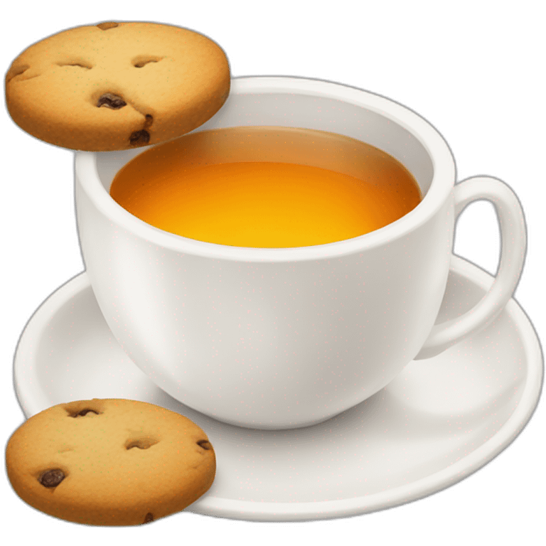 white cup of tea with cookies emoji