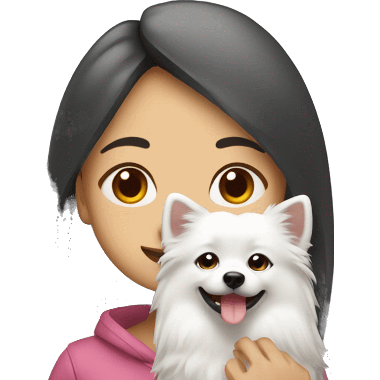 asian girl with Japanese spitz dog emoji