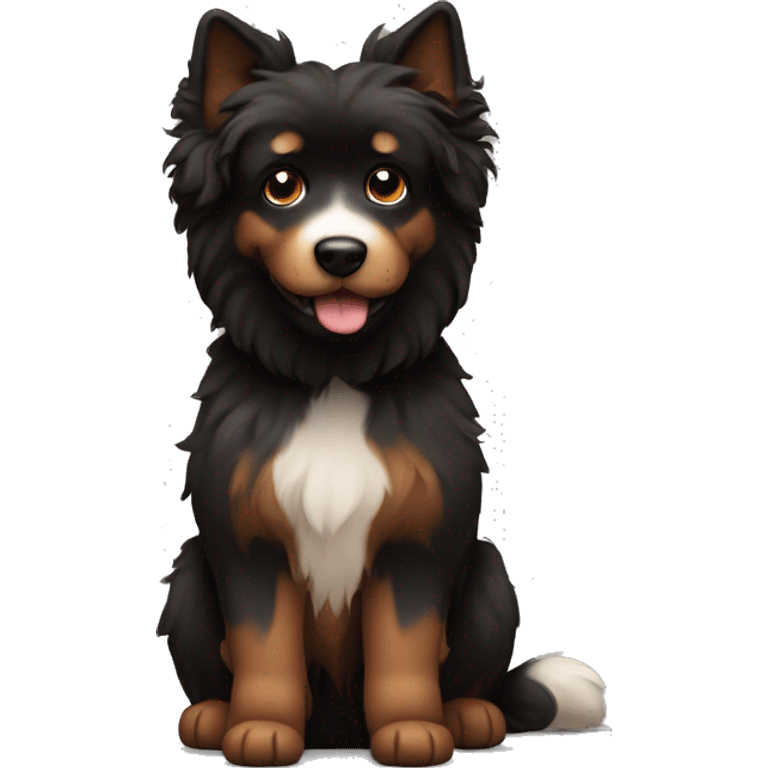 black and brown fluffy dog emoji