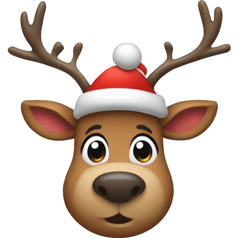 Reindeer wearing a Christmas hat emoji