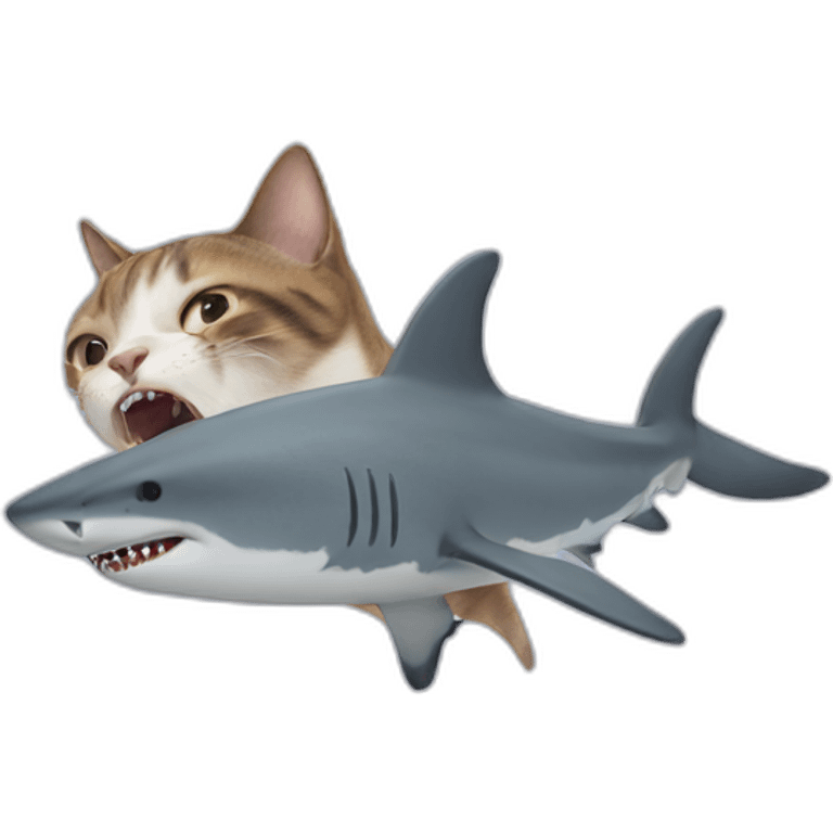 Cat beating a shark emoji