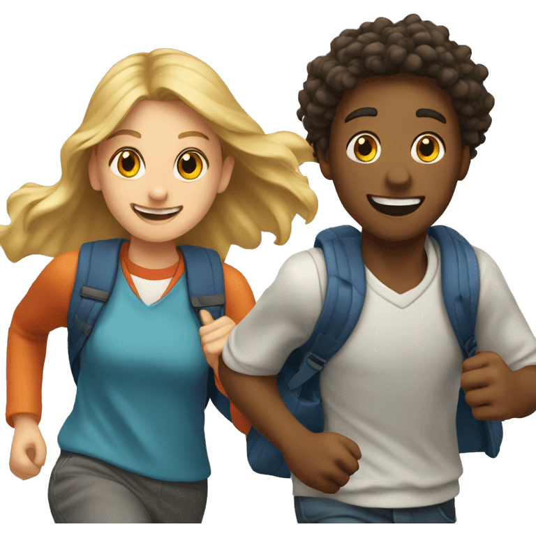 A student and a classmate running at school emoji