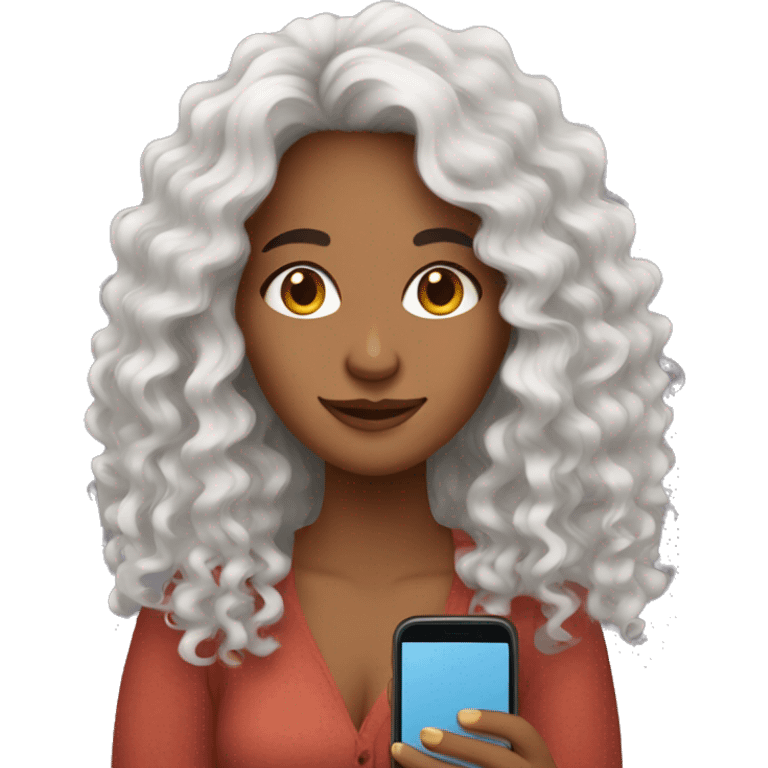 spain woman content creator with long curly hair with phone  emoji