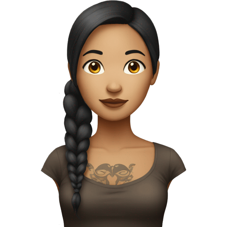 Half Indonesian half Dutch woman with long dark and tattoos  emoji