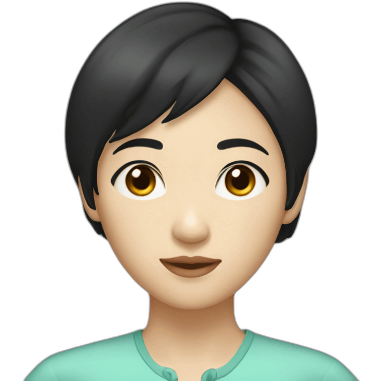 Asian women with small eyes short black hair emoji