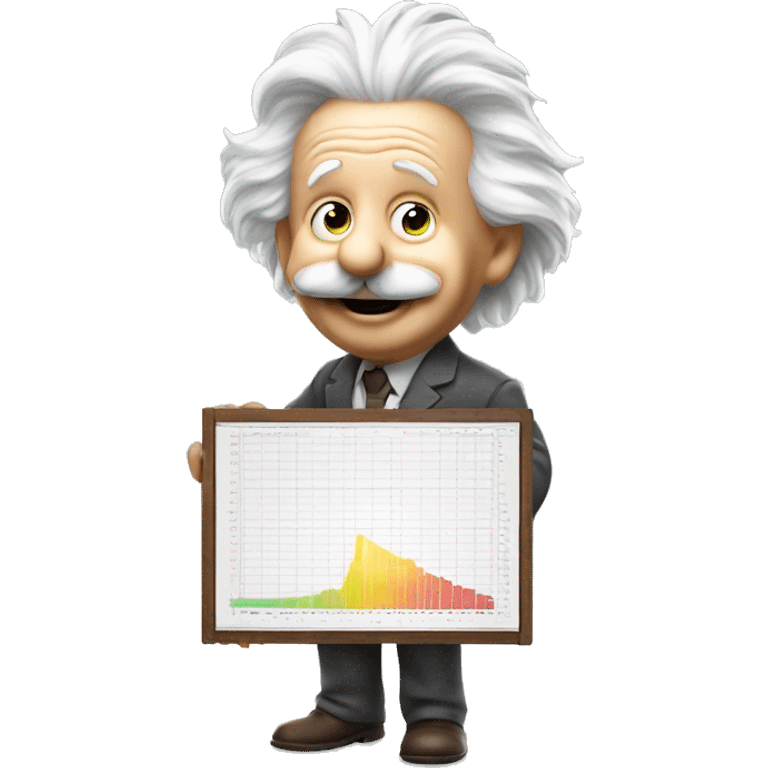 happy albert einstein holds statistics chart board in his hand emoji