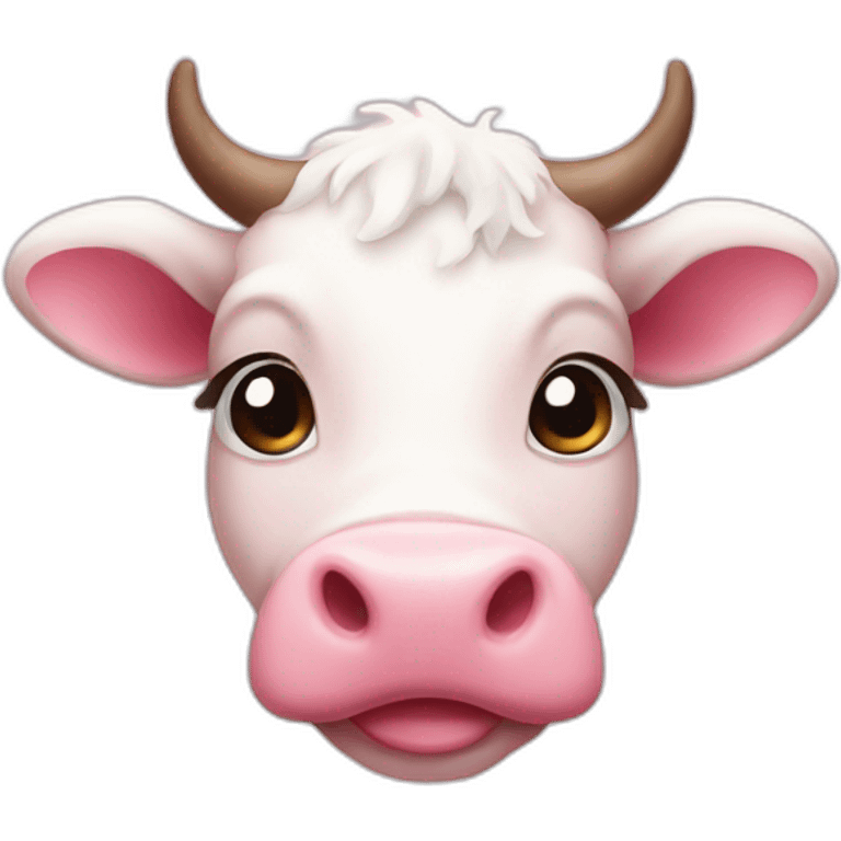 Pink and white baby cow emoji